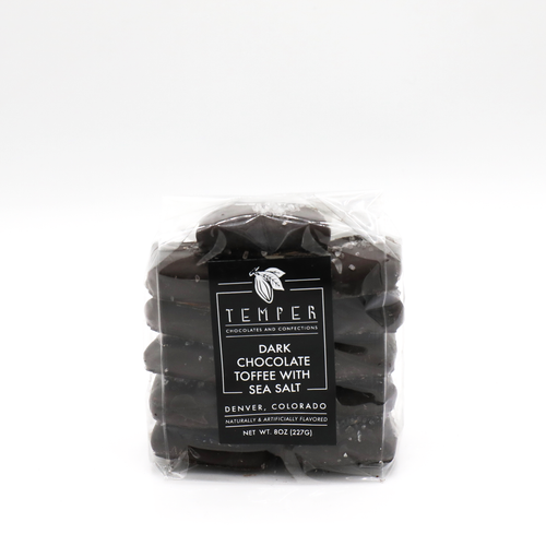 DARK CHOCOLATE TOFFEE WITH SEA SALT – TEMPER CHOCOLATES COLORADO