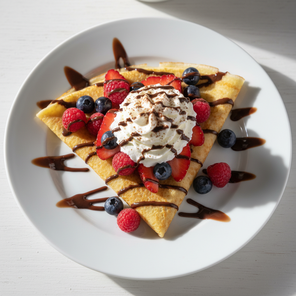 Crepes with berries and Nutella